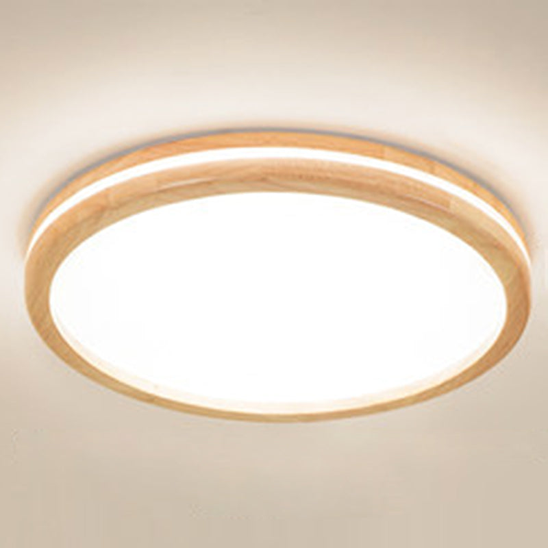 Integrated LED Semi Flush Light Fixtures Ultra-Contemporary Acrylic Ceiling Mount Chandelier for Bedroom Wood Round Clearhalo 'Ceiling Lights' 'Close To Ceiling Lights' 'Close to ceiling' 'Flush mount' Lighting' 2589484