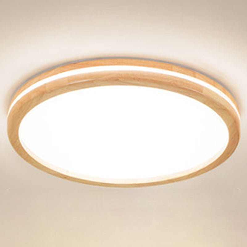 Integrated LED Semi Flush Light Fixtures Ultra-Contemporary Acrylic Ceiling Mount Chandelier for Bedroom Wood 19.5" Round Clearhalo 'Ceiling Lights' 'Close To Ceiling Lights' 'Close to ceiling' 'Flush mount' Lighting' 2589485