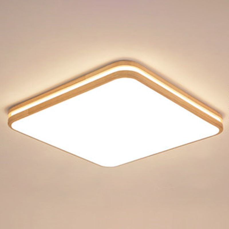 Integrated LED Semi Flush Light Fixtures Ultra-Contemporary Acrylic Ceiling Mount Chandelier for Bedroom Wood Square Plate Clearhalo 'Ceiling Lights' 'Close To Ceiling Lights' 'Close to ceiling' 'Flush mount' Lighting' 2589489