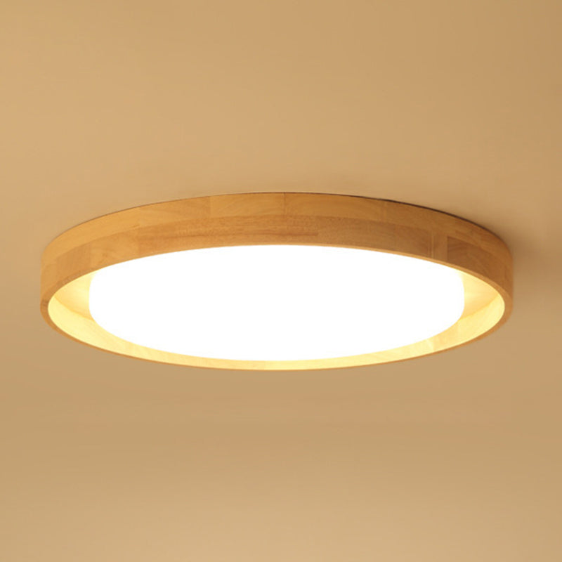 Circle Semi Flush Mount Light Fixture Ultra-Contemporary Acrylic Ceiling Light Fixture for Bedroom Wood 19" Clearhalo 'Ceiling Lights' 'Close To Ceiling Lights' 'Close to ceiling' 'Flush mount' Lighting' 2589514