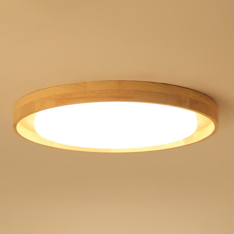 Circle Semi Flush Mount Light Fixture Ultra-Contemporary Acrylic Ceiling Light Fixture for Bedroom Wood 23" Clearhalo 'Ceiling Lights' 'Close To Ceiling Lights' 'Close to ceiling' 'Flush mount' Lighting' 2589515