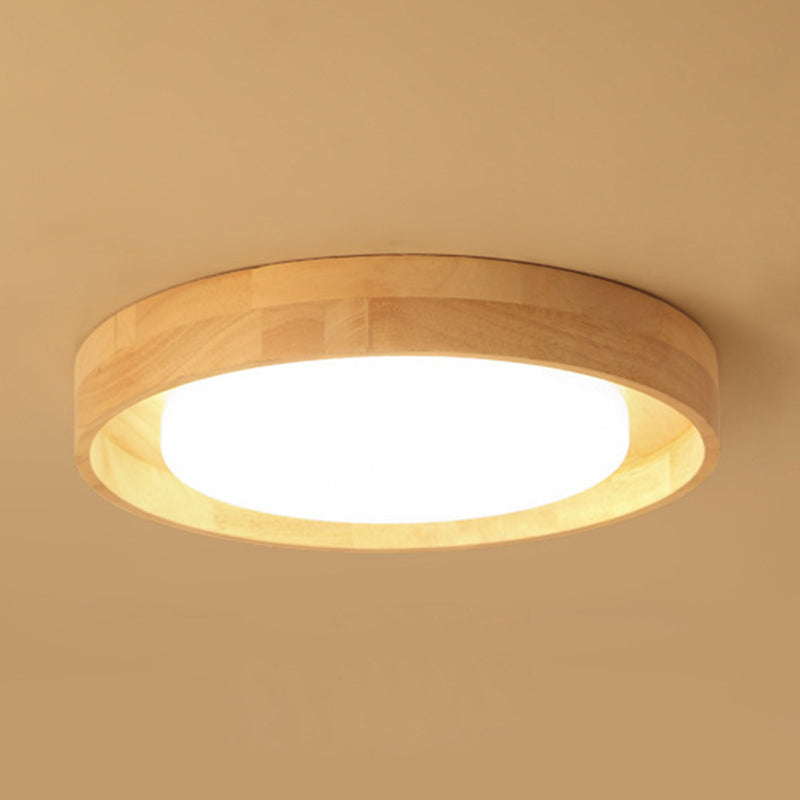Circle Semi Flush Mount Light Fixture Ultra-Contemporary Acrylic Ceiling Light Fixture for Bedroom Wood 14.5" Clearhalo 'Ceiling Lights' 'Close To Ceiling Lights' 'Close to ceiling' 'Flush mount' Lighting' 2589517