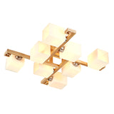Splicing Squares Flush Mount Ceiling Light Modernist White Glass Ceiling Light Fixtures for Living Room Clearhalo 'Ceiling Lights' 'Close To Ceiling Lights' 'Close to ceiling' 'Semi-flushmount' Lighting' 2589543
