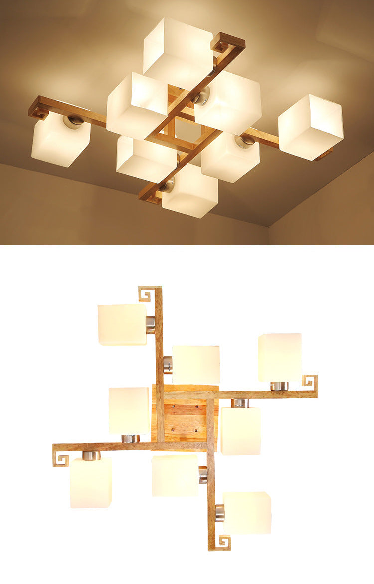 Splicing Squares Flush Mount Ceiling Light Modernist White Glass Ceiling Light Fixtures for Living Room Clearhalo 'Ceiling Lights' 'Close To Ceiling Lights' 'Close to ceiling' 'Semi-flushmount' Lighting' 2589545