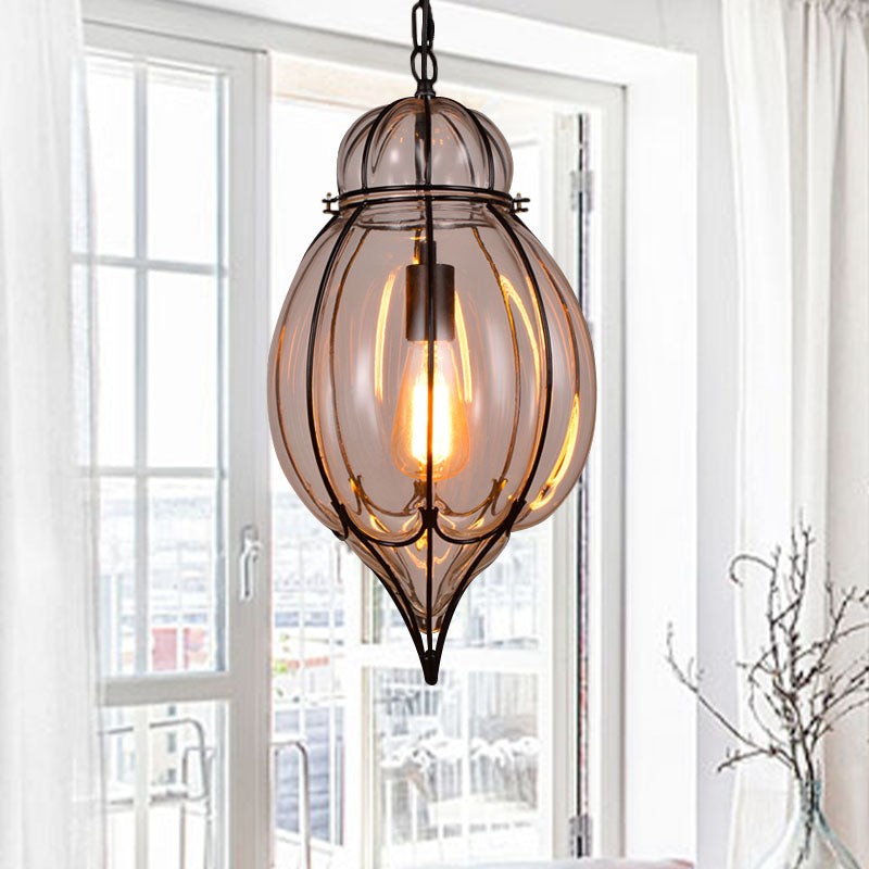 Clear Glass Teardrop Hanging Pendant Light Industrial Style Single Pendant Lighting in Black for Restaurant Clear B Clearhalo 'Ceiling Lights' 'Glass shade' 'Glass' 'Industrial Pendants' 'Industrial' 'Middle Century Pendants' 'Pendant Lights' 'Pendants' 'Tiffany' Lighting' 259005