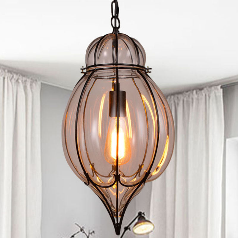 Clear Glass Teardrop Hanging Pendant Light Industrial Style Single Pendant Lighting in Black for Restaurant Clearhalo 'Ceiling Lights' 'Glass shade' 'Glass' 'Industrial Pendants' 'Industrial' 'Middle Century Pendants' 'Pendant Lights' 'Pendants' 'Tiffany' Lighting' 259006
