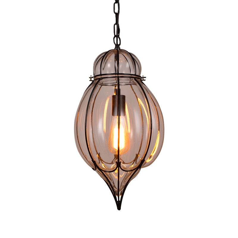 Clear Glass Teardrop Hanging Pendant Light Industrial Style Single Pendant Lighting in Black for Restaurant Clearhalo 'Ceiling Lights' 'Glass shade' 'Glass' 'Industrial Pendants' 'Industrial' 'Middle Century Pendants' 'Pendant Lights' 'Pendants' 'Tiffany' Lighting' 259007