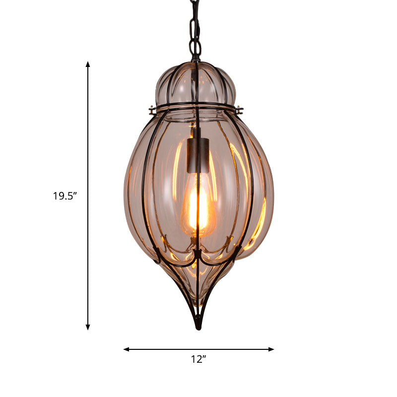 Clear Glass Teardrop Hanging Pendant Light Industrial Style Single Pendant Lighting in Black for Restaurant Clearhalo 'Ceiling Lights' 'Glass shade' 'Glass' 'Industrial Pendants' 'Industrial' 'Middle Century Pendants' 'Pendant Lights' 'Pendants' 'Tiffany' Lighting' 259008