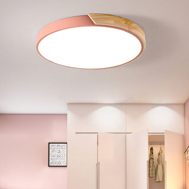 Rounded Flush Ceiling Lights 1 Light Wood Minimalism Flush-Mount Light Fixture Clearhalo 'Ceiling Lights' 'Close To Ceiling Lights' 'Close to ceiling' 'Flush mount' Lighting' 2590514