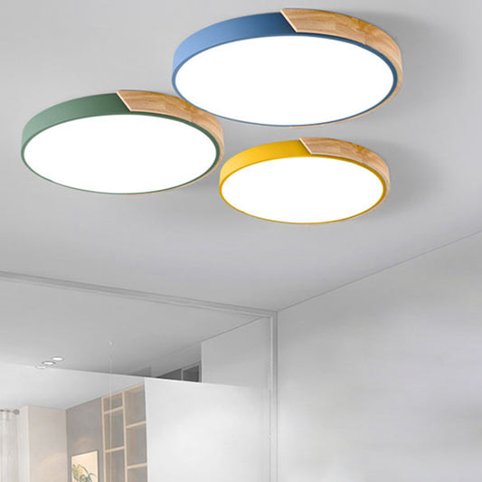 Rounded Flush Ceiling Lights 1 Light Wood Minimalism Flush-Mount Light Fixture Clearhalo 'Ceiling Lights' 'Close To Ceiling Lights' 'Close to ceiling' 'Flush mount' Lighting' 2590520