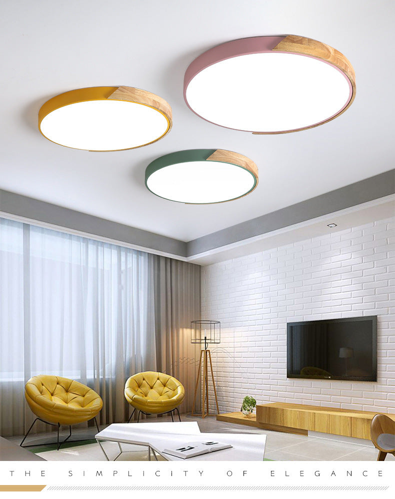 Rounded Flush Ceiling Lights 1 Light Wood Minimalism Flush-Mount Light Fixture Clearhalo 'Ceiling Lights' 'Close To Ceiling Lights' 'Close to ceiling' 'Flush mount' Lighting' 2590522