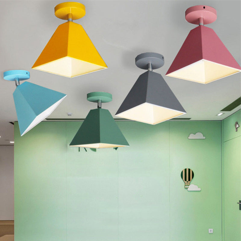 Trapezoid Flush Light 1 Light Metal Modern Flush Mount Ceiling Light Fixtures Clearhalo 'Ceiling Lights' 'Close To Ceiling Lights' 'Close to ceiling' 'Semi-flushmount' Lighting' 2590528