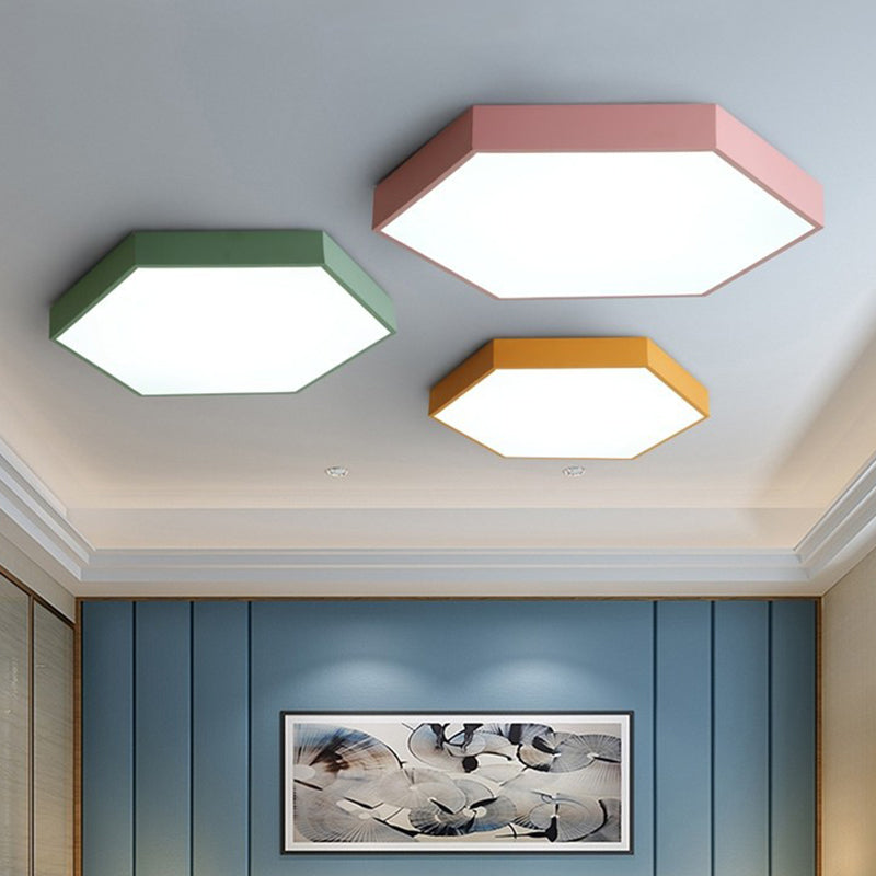 Hexagon Flush Light Fixtures 1 Light Acrylic Minimalist Flush Mount Ceiling Light Fixture