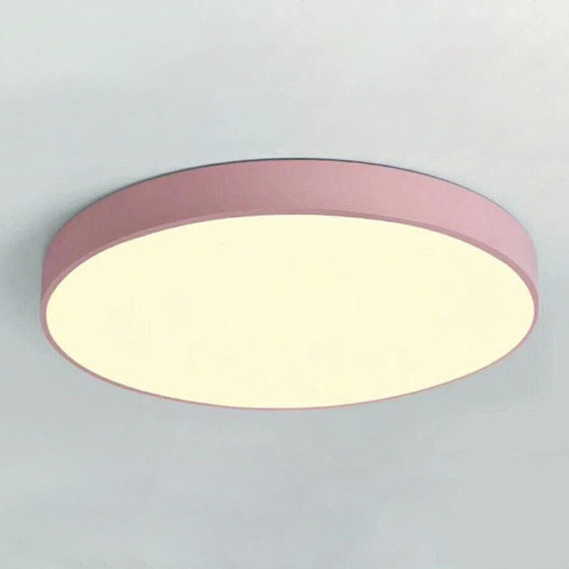 Integrated LED Flush Mount Ceiling Light Fixtures Minimalist Acrylic Ceiling Mount Chandelier for Bedroom Pink Round Clearhalo 'Ceiling Lights' 'Close To Ceiling Lights' 'Close to ceiling' 'Flush mount' Lighting' 2590605