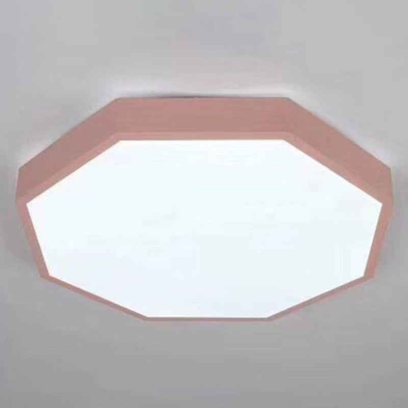Integrated LED Flush Mount Ceiling Light Fixtures Minimalist Acrylic Ceiling Mount Chandelier for Bedroom Pink Polygon Clearhalo 'Ceiling Lights' 'Close To Ceiling Lights' 'Close to ceiling' 'Flush mount' Lighting' 2590615