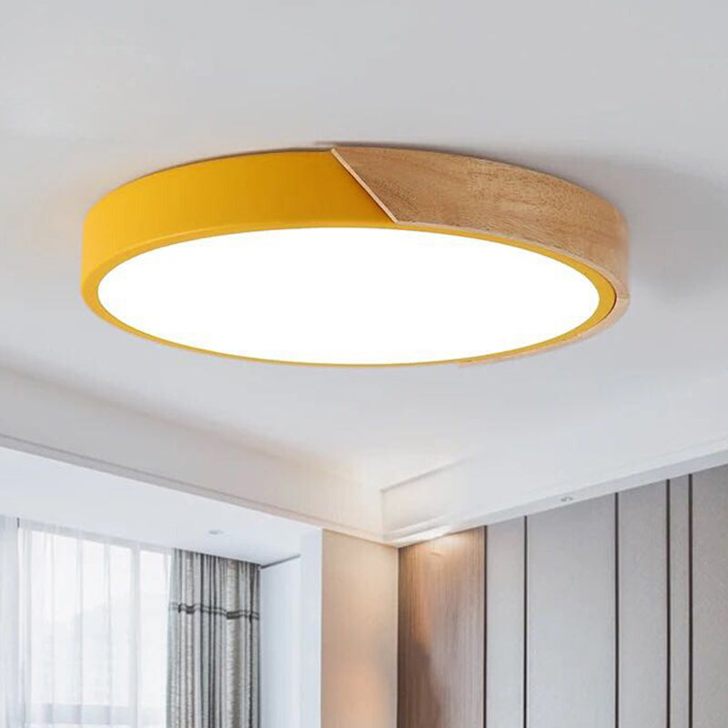 Round Flush Mount Light Fixtures Contemporary Acrylic Ceiling Light Fixtures for Bedroom Yellow Clearhalo 'Ceiling Lights' 'Close To Ceiling Lights' 'Close to ceiling' 'Flush mount' Lighting' 2590628