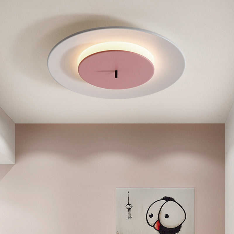 Circle Flush Light Fixtures Nordic Acrylic Ceiling Light Fixture for Bedroom Pink Clearhalo 'Ceiling Lights' 'Close To Ceiling Lights' 'Close to ceiling' 'Semi-flushmount' Lighting' 2590651