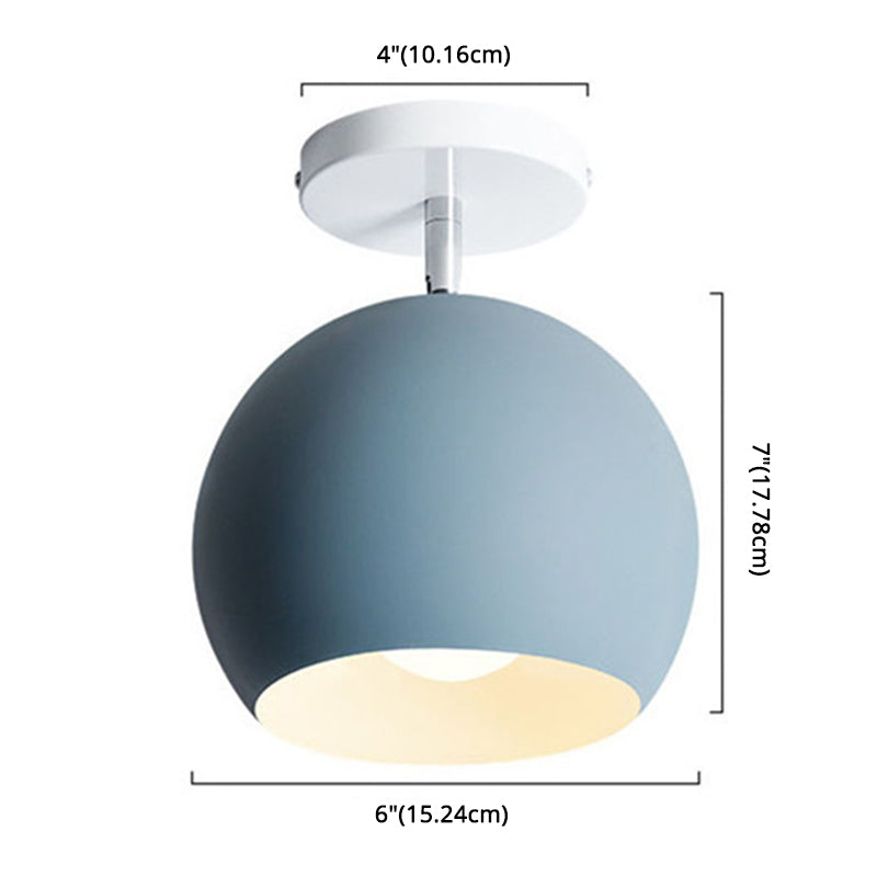 Dome Semi Flush Mount Light Macaron Metal Ceiling Light Fixtures for Living Room Clearhalo 'Ceiling Lights' 'Close To Ceiling Lights' 'Close to ceiling' 'Semi-flushmount' Lighting' 2590685