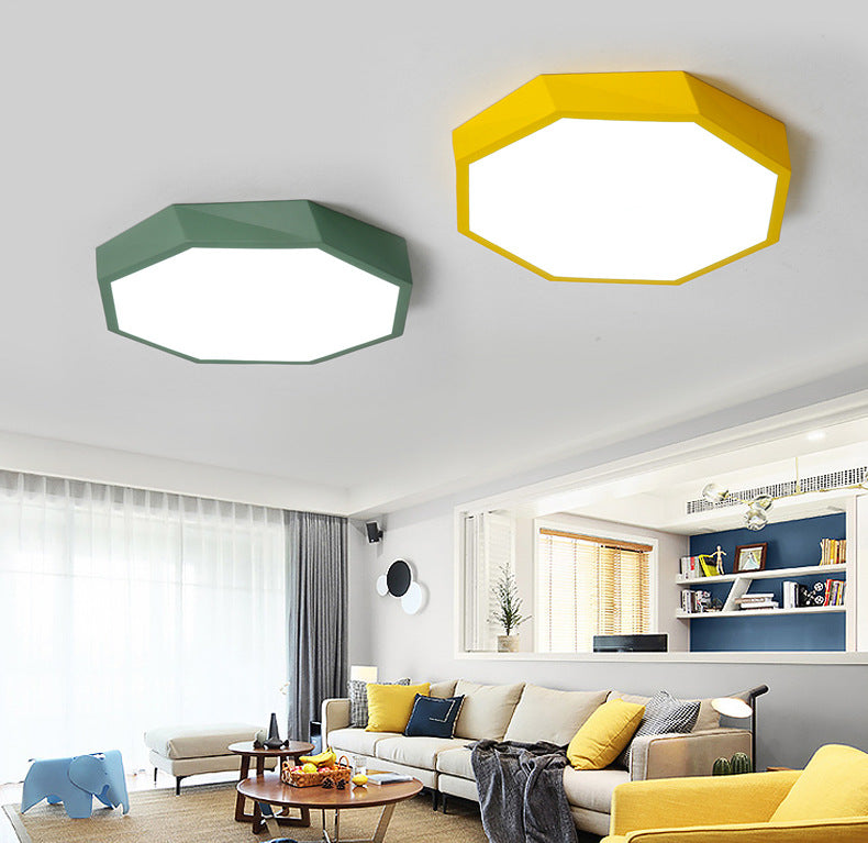 Faceted Flush Mount Ceiling Light Contemporary Acrylic Ceiling Mount Chandelier for Bedroom
