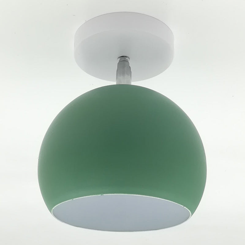 1 Light Semi Flush Mount Light Macaron Metal Ceiling Mount Chandelier for Bedroom Green Globe Clearhalo 'Ceiling Lights' 'Close To Ceiling Lights' 'Close to ceiling' 'Semi-flushmount' Lighting' 2590716