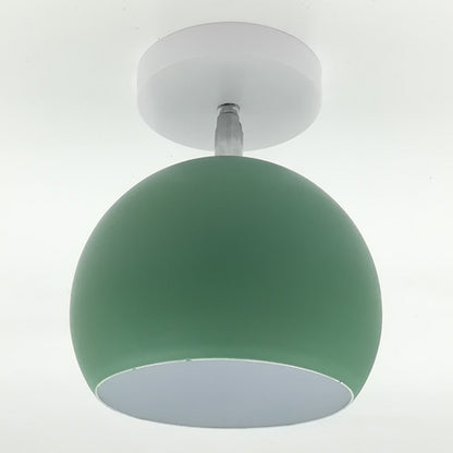 1 Light Semi Flush Mount Light Macaron Metal Ceiling Mount Chandelier for Bedroom Green Globe Clearhalo 'Ceiling Lights' 'Close To Ceiling Lights' 'Close to ceiling' 'Semi-flushmount' Lighting' 2590716