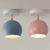 1 Light Semi Flush Mount Light Macaron Metal Ceiling Mount Chandelier for Bedroom Clearhalo 'Ceiling Lights' 'Close To Ceiling Lights' 'Close to ceiling' 'Semi-flushmount' Lighting' 2590717