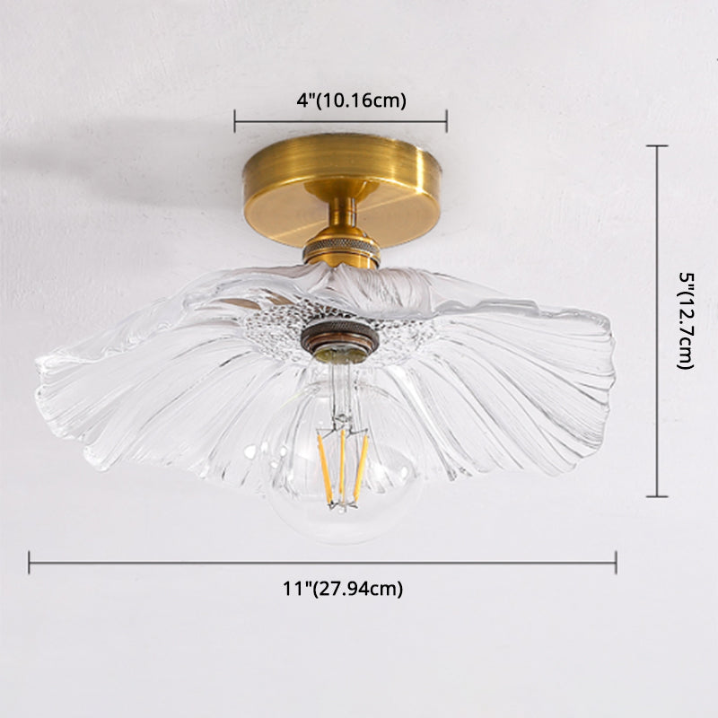 Traditional Clear Glass Ceiling Light Corridor Lighting Fixture with Brass Lamp Holder Clearhalo 'Ceiling Lights' 'Close To Ceiling Lights' 'Close to ceiling' 'Glass shade' 'Glass' 'Island Lights' 'Semi-flushmount' Lighting' 2590753