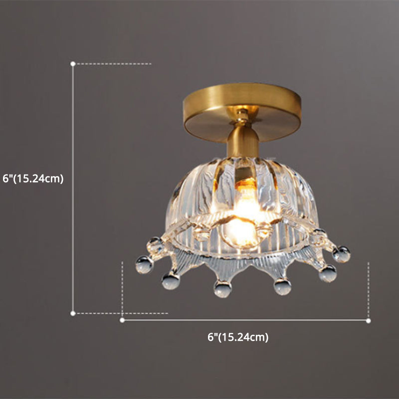 Traditional Clear Glass Ceiling Light Corridor Lighting Fixture with Brass Lamp Holder Clearhalo 'Ceiling Lights' 'Close To Ceiling Lights' 'Close to ceiling' 'Glass shade' 'Glass' 'Island Lights' 'Semi-flushmount' Lighting' 2590754