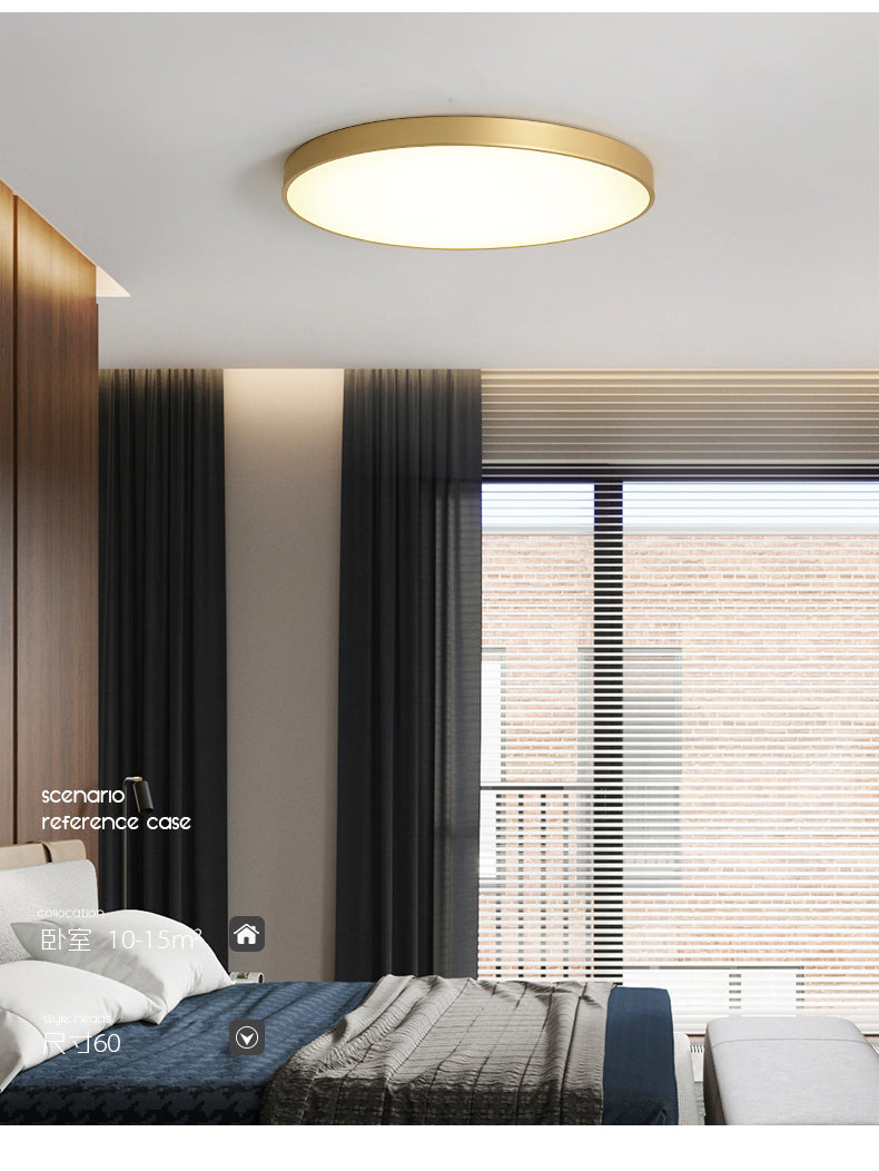 Simplicity Round Shape LED Ceiling Lamp Modern Bedroom Corridor Lighting Fixture Light with Gold Baking Paint Bezel Clearhalo 'Ceiling Lights' 'Close To Ceiling Lights' 'Close to ceiling' 'Flush mount' Lighting' 2590762