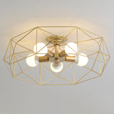Geometric Flush Mount Ceiling Light Nordic Industrial Style Metal Ceiling Flush Mount for Bedroom Gold 24.5" Clearhalo 'Ceiling Lights' 'Close To Ceiling Lights' 'Close to ceiling' 'Semi-flushmount' Lighting' 2590789