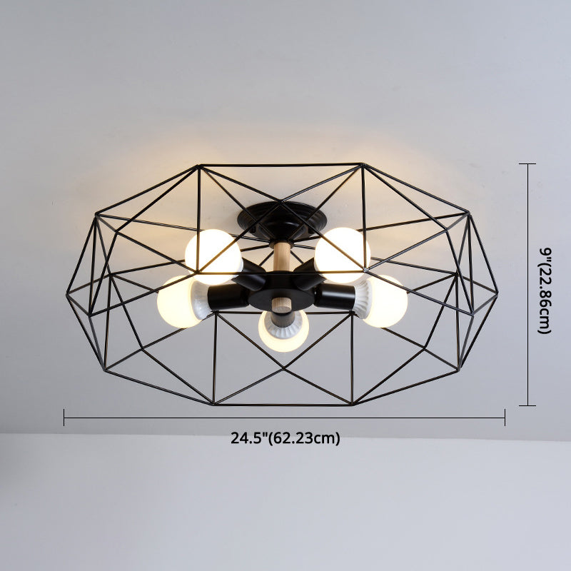 Geometric Flush Mount Ceiling Light Nordic Industrial Style Metal Ceiling Flush Mount for Bedroom Clearhalo 'Ceiling Lights' 'Close To Ceiling Lights' 'Close to ceiling' 'Semi-flushmount' Lighting' 2590795