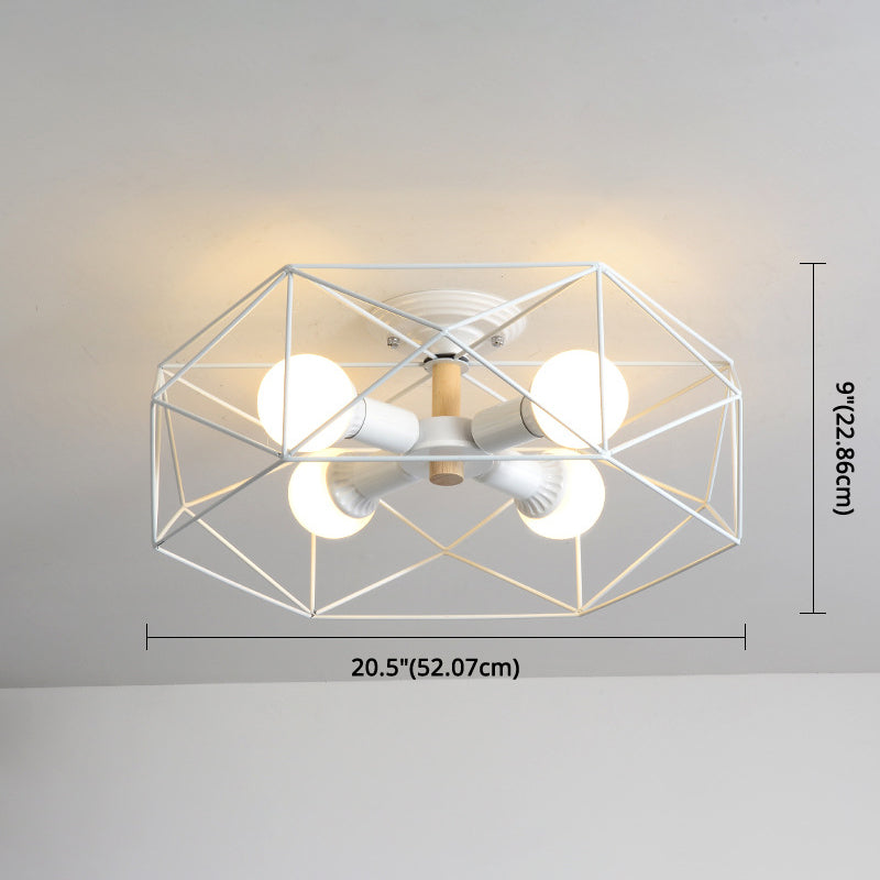 Geometric Flush Mount Ceiling Light Nordic Industrial Style Metal Ceiling Flush Mount for Bedroom Clearhalo 'Ceiling Lights' 'Close To Ceiling Lights' 'Close to ceiling' 'Semi-flushmount' Lighting' 2590796