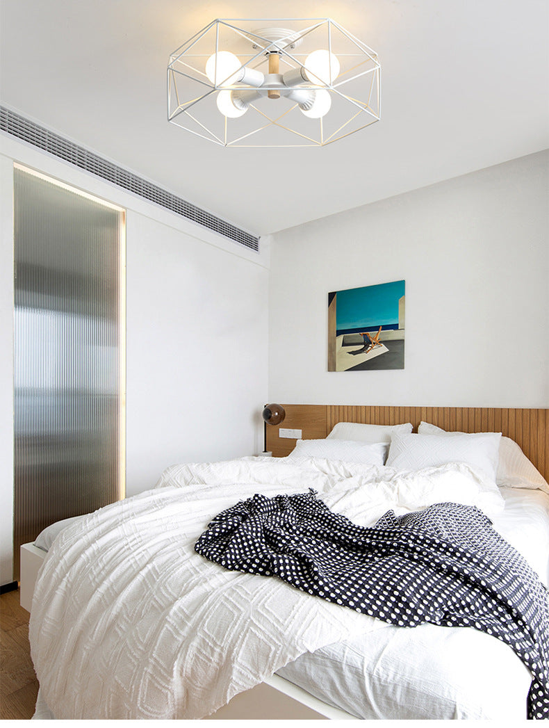 Geometric Flush Mount Ceiling Light Nordic Industrial Style Metal Ceiling Flush Mount for Bedroom Clearhalo 'Ceiling Lights' 'Close To Ceiling Lights' 'Close to ceiling' 'Semi-flushmount' Lighting' 2590805