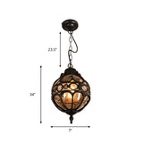 Loft Sphere Ceiling Pendant Light Amber Closed Glass 1 Light 7"/9" W Outdoor Hanging Light for Balcony in Black/Bronze Clearhalo 'Art Deco Pendants' 'Black' 'Cast Iron' 'Ceiling Lights' 'Ceramic' 'Crystal' 'Industrial Pendants' 'Industrial' 'Metal' 'Middle Century Pendants' 'Pendant Lights' 'Pendants' 'Rustic Pendants' 'Tiffany' Lighting' 259080