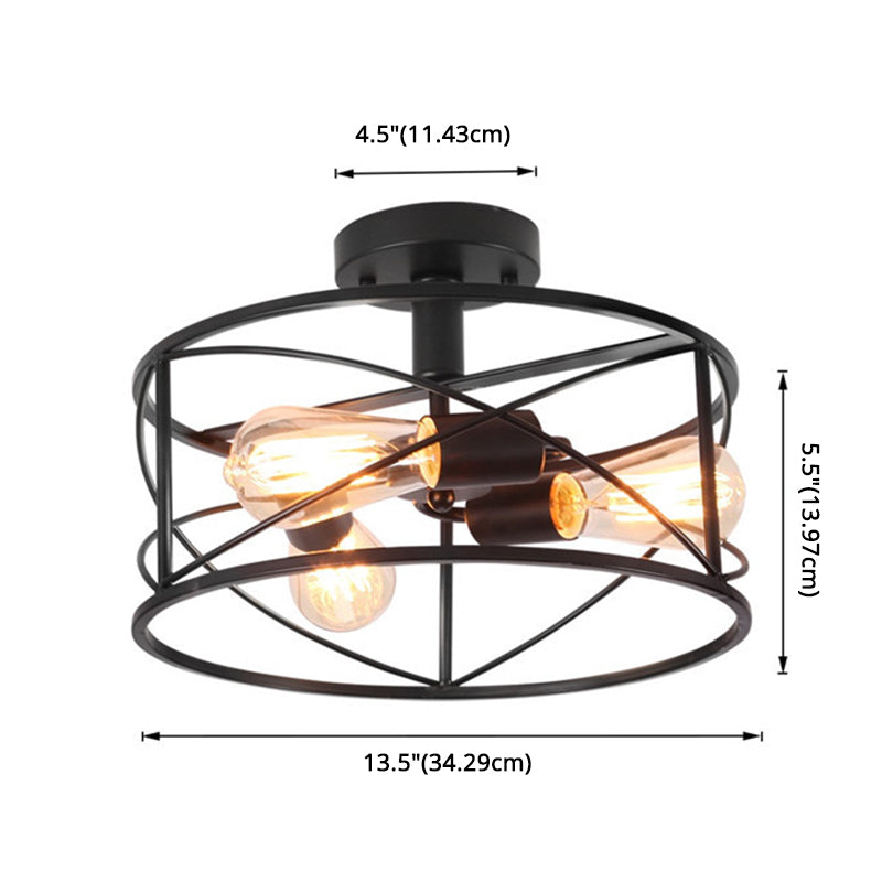 Trellis Cage Flush Mount Ceiling Light Retro Industrial Style Metal Ceiling Flush Mount for Living Room Clearhalo 'Ceiling Lights' 'Close To Ceiling Lights' 'Close to ceiling' 'Semi-flushmount' Lighting' 2590876