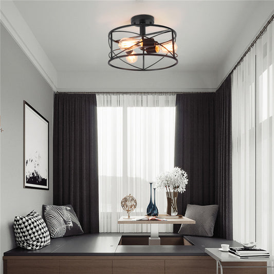 Trellis Cage Flush Mount Ceiling Light Retro Industrial Style Metal Ceiling Flush Mount for Living Room Clearhalo 'Ceiling Lights' 'Close To Ceiling Lights' 'Close to ceiling' 'Semi-flushmount' Lighting' 2590878