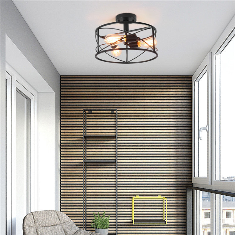 Trellis Cage Flush Mount Ceiling Light Retro Industrial Style Metal Ceiling Flush Mount for Living Room Clearhalo 'Ceiling Lights' 'Close To Ceiling Lights' 'Close to ceiling' 'Semi-flushmount' Lighting' 2590879