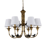 3/6/8 Lights Suspension Pendant Rustic Cone Fabric Hanging Chandelier in White for Living Room Clearhalo 'Ceiling Lights' 'Chandeliers' Lighting' options 259087