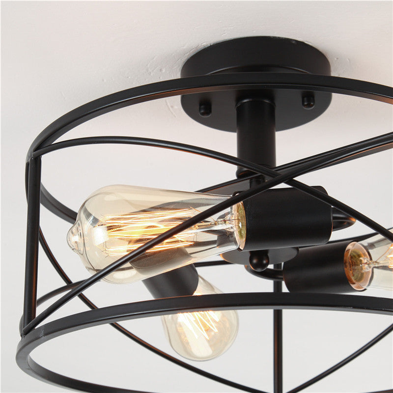 Trellis Cage Flush Mount Ceiling Light Retro Industrial Style Metal Ceiling Flush Mount for Living Room Clearhalo 'Ceiling Lights' 'Close To Ceiling Lights' 'Close to ceiling' 'Semi-flushmount' Lighting' 2590880
