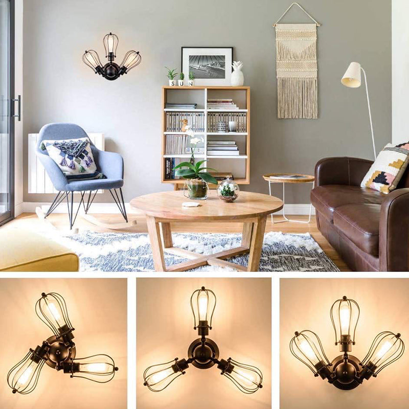 Starburst Semi Flush Mount Lighting Retro Creative Industrial Style Metal Ceiling Light Fixtures for Bedroom Clearhalo 'Ceiling Lights' 'Close To Ceiling Lights' 'Close to ceiling' 'Semi-flushmount' Lighting' 2590892