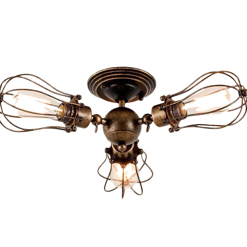 Starburst Semi Flush Mount Lighting Retro Creative Industrial Style Metal Ceiling Light Fixtures for Bedroom Clearhalo 'Ceiling Lights' 'Close To Ceiling Lights' 'Close to ceiling' 'Semi-flushmount' Lighting' 2590893