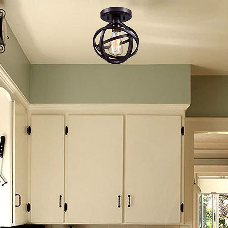 Atom Flush Mount Ceiling Light Retro Industrial Style 1 Light Metal Ceiling Light Fixtures for Restaurant Clearhalo 'Ceiling Lights' 'Close To Ceiling Lights' 'Close to ceiling' 'Semi-flushmount' Lighting' 2590915