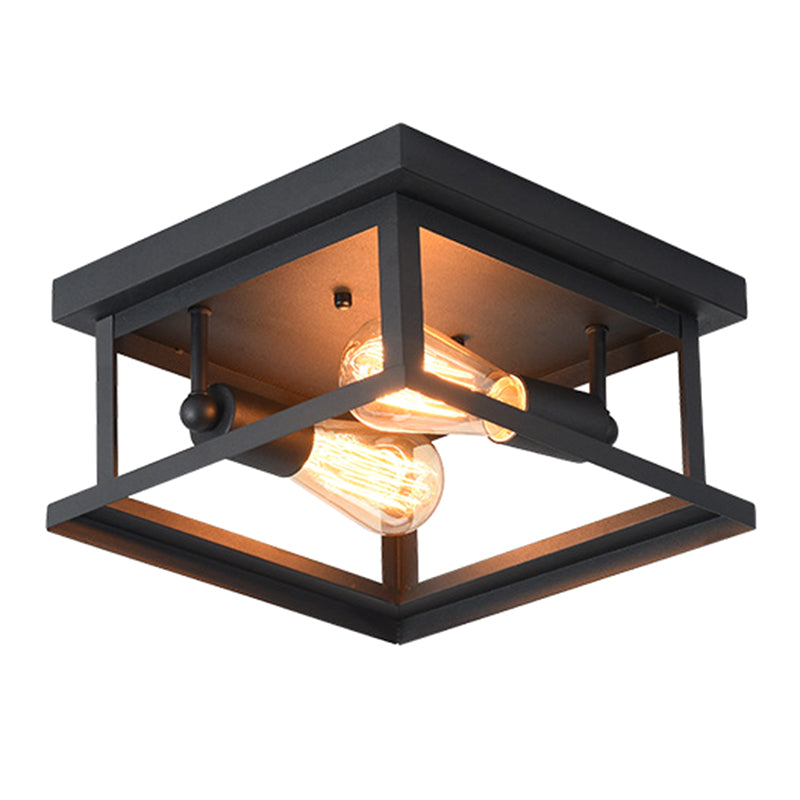 Square Flush Mount Ceiling Light Nordic Industrial Style Metal Ceiling Mount Chandelier for Hallway Clearhalo 'Ceiling Lights' 'Close To Ceiling Lights' 'Close to ceiling' 'Flush mount' 'Industrial Flush Mount' Lighting' 2590936