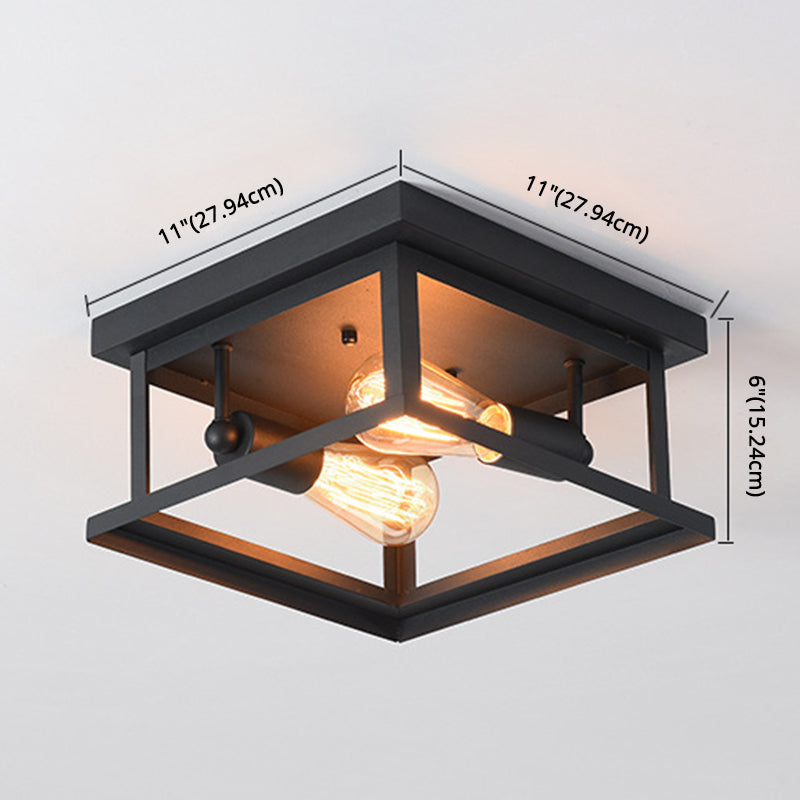 Square Flush Mount Ceiling Light Nordic Industrial Style Metal Ceiling Mount Chandelier for Hallway Clearhalo 'Ceiling Lights' 'Close To Ceiling Lights' 'Close to ceiling' 'Flush mount' 'Industrial Flush Mount' Lighting' 2590937
