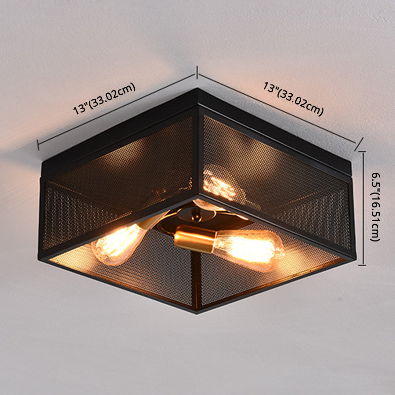 Square Flush Mount Ceiling Light Nordic Industrial Style Metal Ceiling Mount Chandelier for Hallway Clearhalo 'Ceiling Lights' 'Close To Ceiling Lights' 'Close to ceiling' 'Flush mount' 'Industrial Flush Mount' Lighting' 2590938