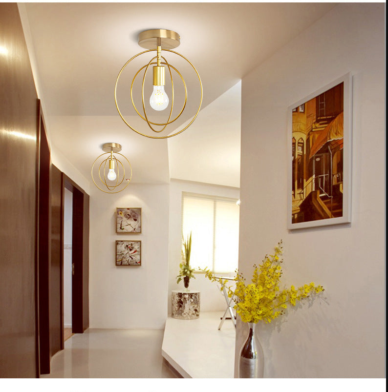 1 Light Semi Flush Chandelier Industrial Metal Ceiling Mount Light Fixture for Hallway Clearhalo 'Ceiling Lights' 'Close To Ceiling Lights' 'Close to ceiling' 'Semi-flushmount' Lighting' 2590942