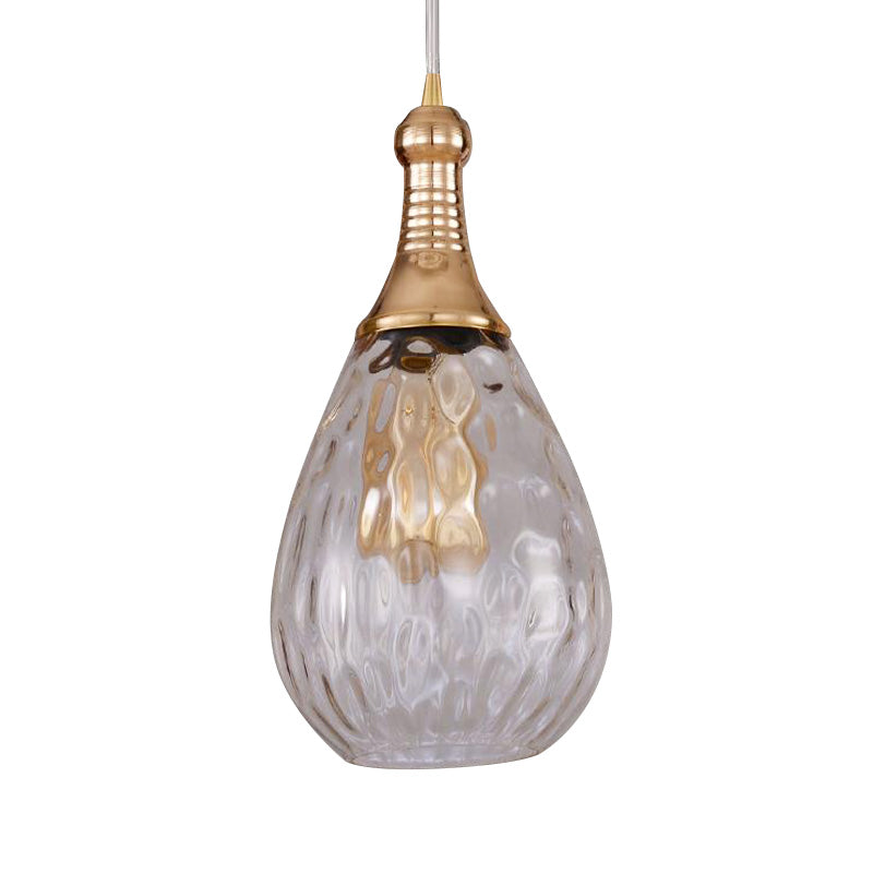 Vintage Teardrop Pendant Lighting 1 Bulb Height Adjustable Amber/Clear/Smoke Water Glass Shade Hanging Ceiling Light Clearhalo 'Ceiling Lights' 'Glass shade' 'Glass' 'Industrial Pendants' 'Industrial' 'Middle Century Pendants' 'Pendant Lights' 'Pendants' 'Tiffany' Lighting' 259163