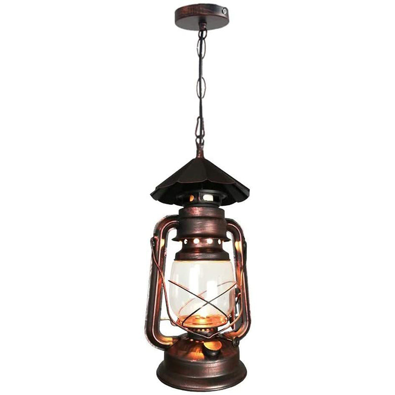 Metal Rust Finish Pendant Light Fixture Kerosene Lamp Shaped 1-Light Nautical Style Hanging Light Clearhalo 'Art Deco Pendants' 'Cast Iron' 'Ceiling Lights' 'Ceramic' 'Crystal' 'Industrial Pendants' 'Industrial' 'Metal' 'Middle Century Pendants' 'Pendant Lights' 'Pendants' 'Tiffany' Lighting' 2592821
