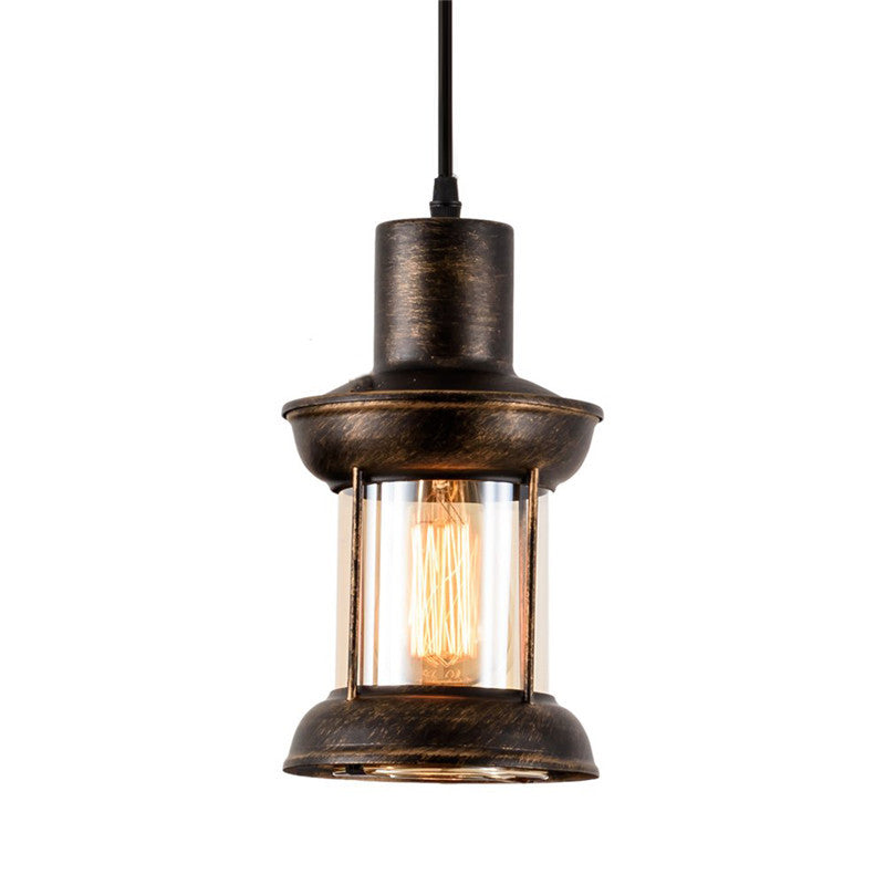 Lantern Restaurant Pendulum Light Country Style Clear Glass 1 Bulb Bronze Pendant Light Fixture Clearhalo 'Art Deco Pendants' 'Cast Iron' 'Ceiling Lights' 'Ceramic' 'Crystal' 'Industrial Pendants' 'Industrial' 'Metal' 'Middle Century Pendants' 'Pendant Lights' 'Pendants' 'Tiffany' Lighting' 2592849