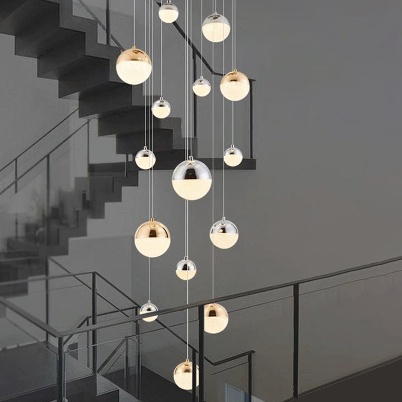 Silver-Gold Globe Multi Pendant Light Minimalist 15-Head Acrylic Bubbles Hanging Light Fixture Clearhalo 'Ceiling Lights' 'Modern Pendants' 'Modern' 'Pendant Lights' 'Pendants' Lighting' 2592875